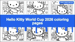 Hello Kitty World Cup 2026 coloring pages