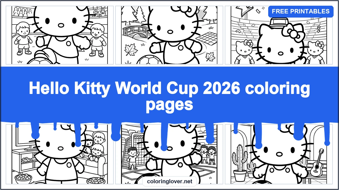 Hello Kitty World Cup 2026 coloring pages