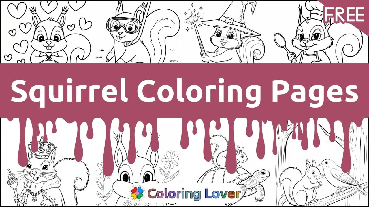Desenhos de Esquilos para Colorir (Impressos Grátis para Crianças)